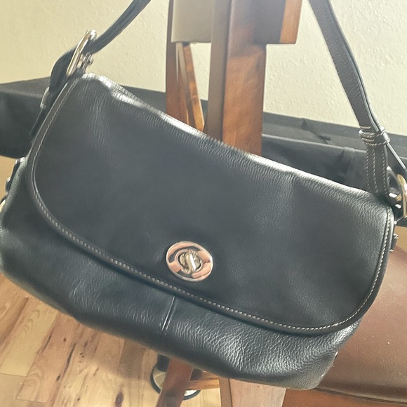 Coach Handbags - Coach Leather Flap Turnlock Duffle Handbag